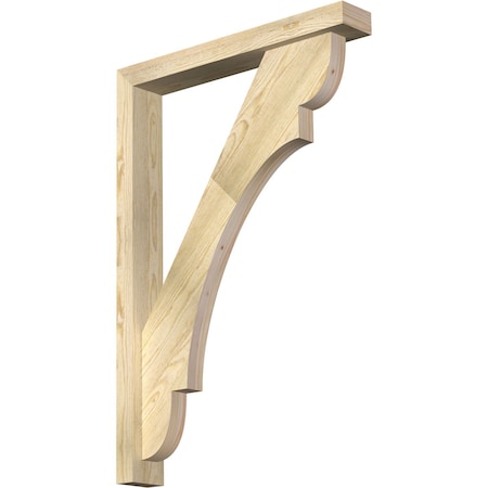 Ekena Millwork Olympic Block Rough Sawn Bracket w/ Offset Brace, Douglas Fir, 4"W x 26"D x 38"H BKT0402X26X38OLY05RDF